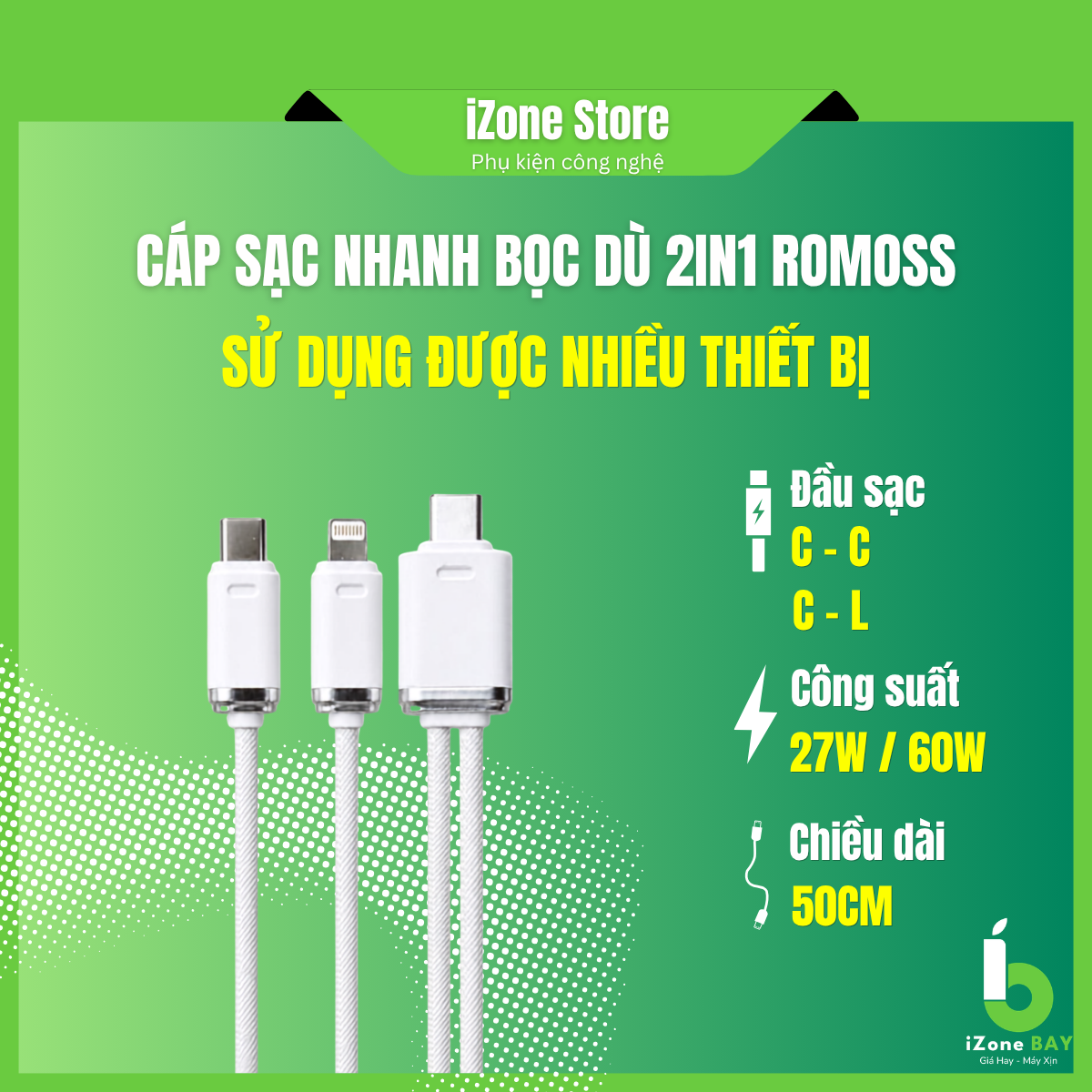 CÁP SẠC ROMOSS 2IN1